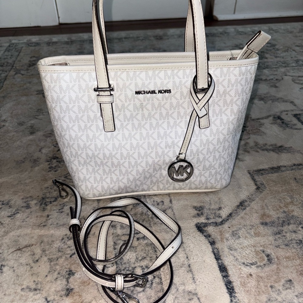 Michael Kors Cream Tote with Black Accents
